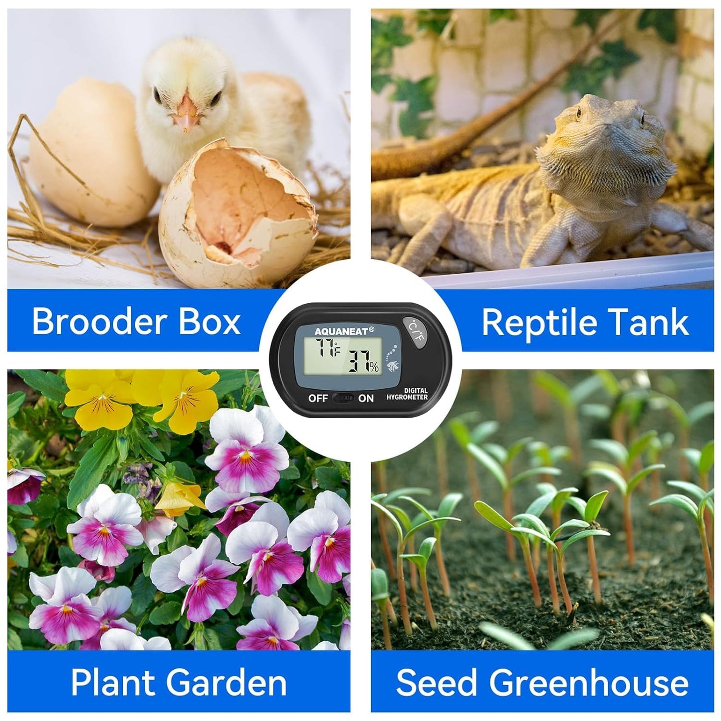 PetzLifeworld Digital LCD Aquarium Thermometer with Suction Cups | Battery Replaceable | Aquarium Fish Tank Temperature Monitor