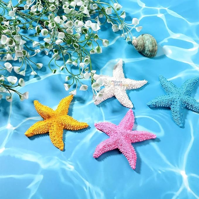 Petzlifeworld 2 Pcs Resin Starfish Aquarium Decoration Multi-Colored Aquarium Artificial Starfish(Random Colour Only)