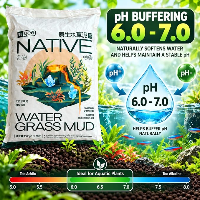 YEE 0.5L, 1.5L & 3L Native Aqua Soil for Planted Aquariums | Premium Nutrient-Rich Substrate for Aquatic Plants, Shrimp & Freshwater Fish | pH Buffering 6.0–7.0 | Low Dust Granules