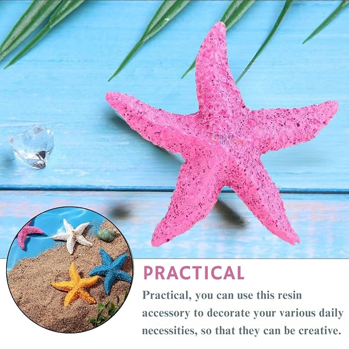 Petzlifeworld 2 Pcs Resin Starfish Aquarium Decoration Multi-Colored Aquarium Artificial Starfish(Random Colour Only)
