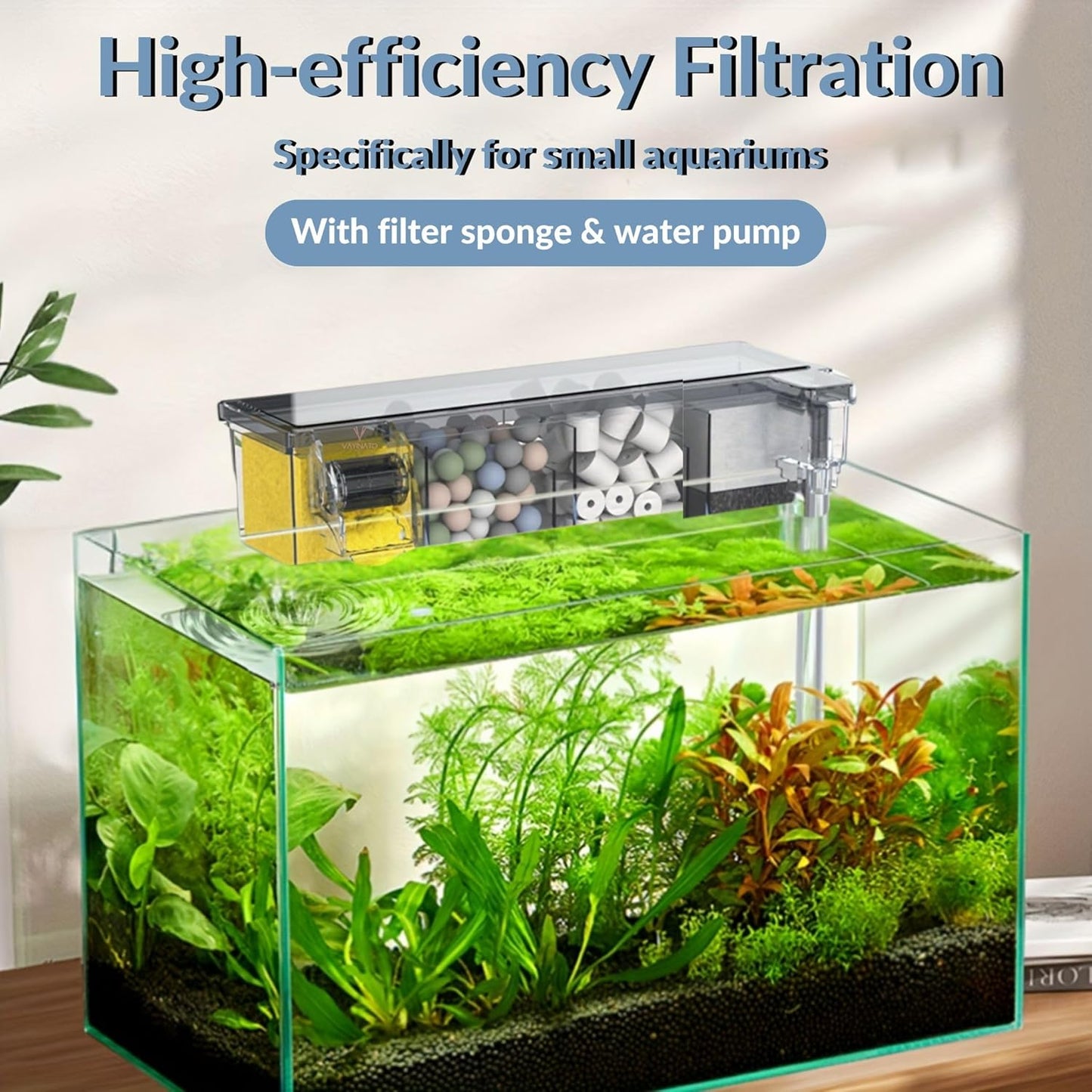 Petzlifeworld Multifunctional External Wall-Mounted Waterfall Aquarium Filter with Bio Wheel