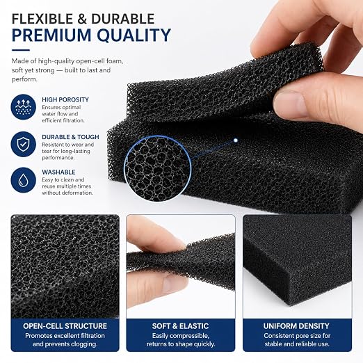 Petzlifeworld Premium Aquarium Filter Black Sponge (50 x 50 x 4 cm) | High Porosity Bio Filter Foam Sheet | Cut-to-Size Reusable Filtration for Aquariums, Koi Ponds, Hydroponics, Aquaculture & Fish Farms