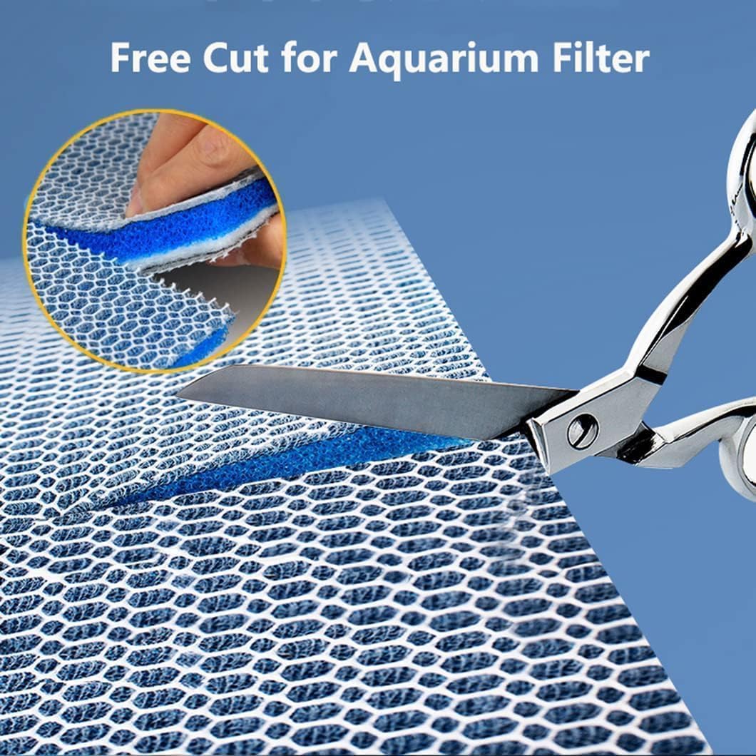 PetzLifeWorld Premium Reusable Top Filter Media Combo | 8D Filter Pad (50 * 11cm) + 200g Pumice Stone | Washable & Long-Lasting | for Overhead Aquarium Filters & Crystal Clear Water