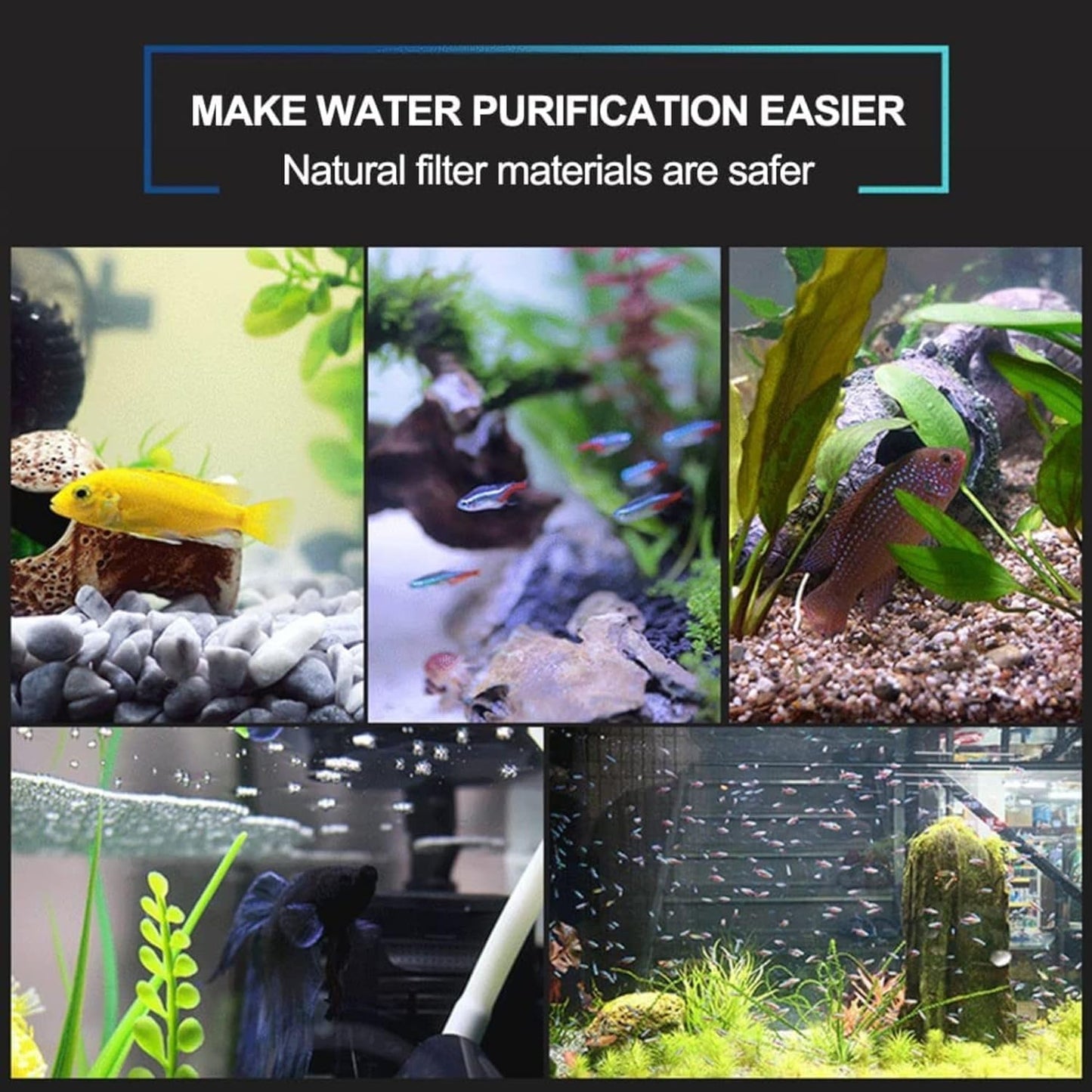PetzLifeWorld Premium Reusable Top Filter Media Combo | 8D Filter Pad (50 * 11cm) + 200g Pumice Stone | Washable & Long-Lasting | for Overhead Aquarium Filters & Crystal Clear Water