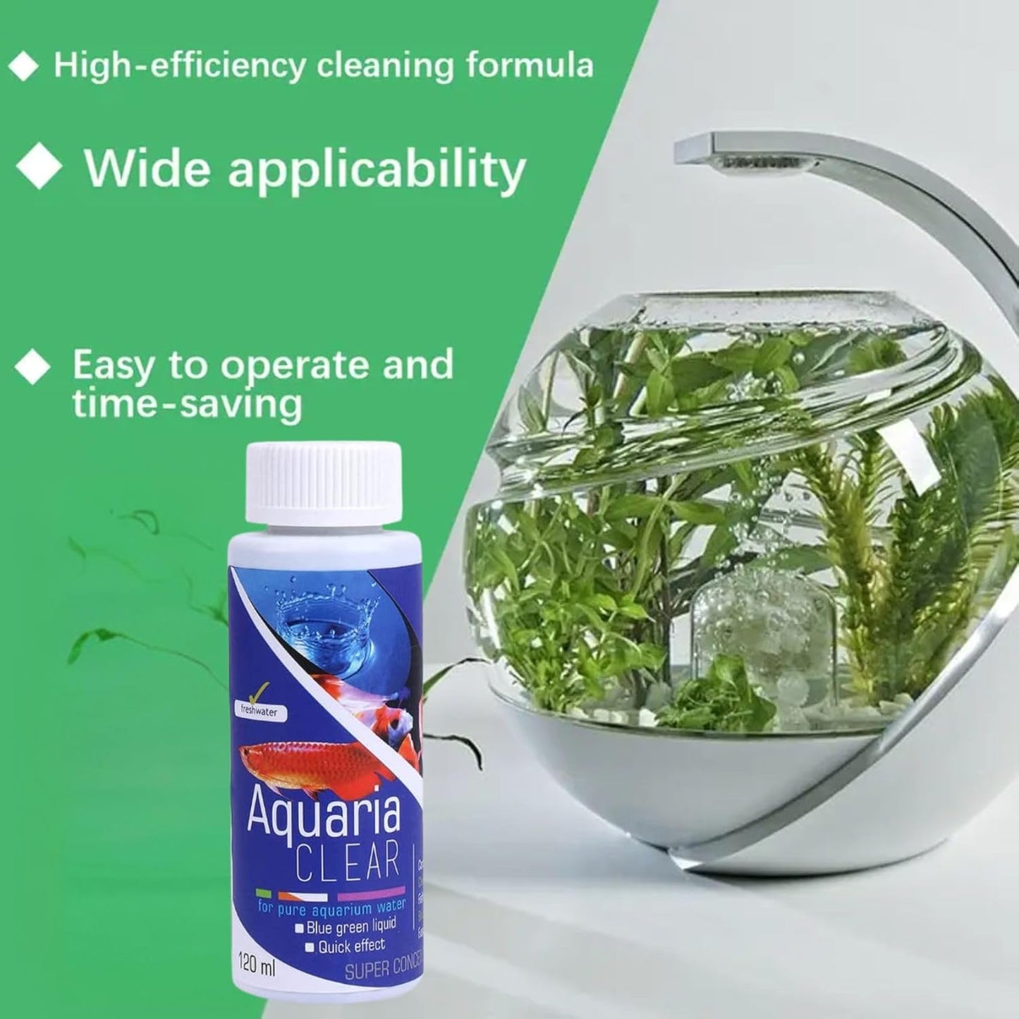 Aquatic Remedies Aquaria Clear 120ml | Aquarium Water Clarifier & Cloudy Water Remover | Crystal Clear Water Treatment for Freshwater & Saltwater Fish Tanks