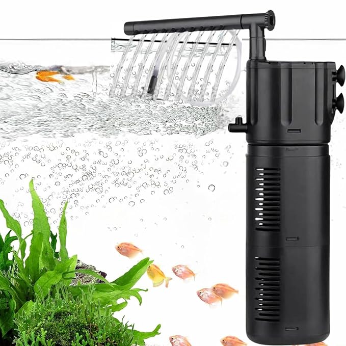 VAYINATO® BL-99E | 18W 4-in-1 Submersible Aquarium Internal Filter | 1000L/H Flow Rate | Adjustable Speed | Ultra Quiet | Ideal for 2 Feet Fish Tanks (Black)