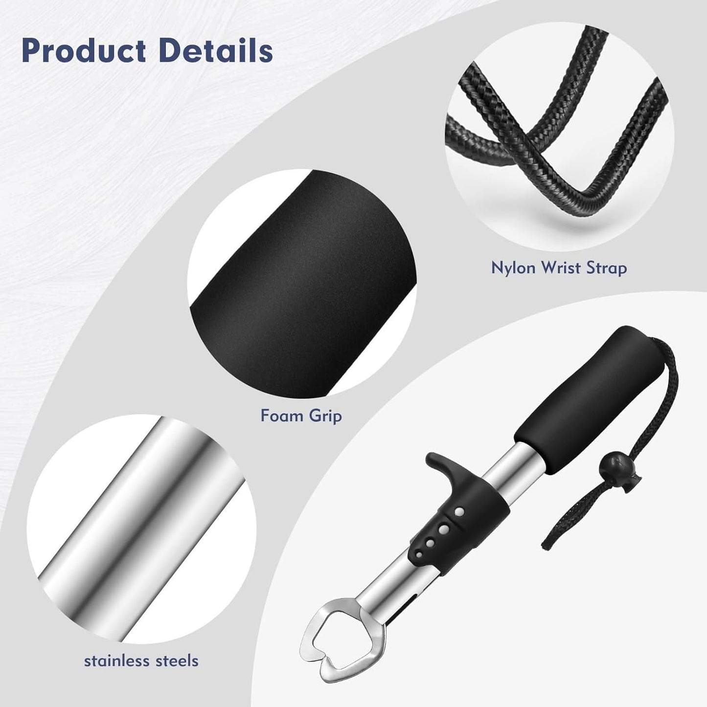 VAYINATO® Heavy-Duty Fishing Lip Grip Clamp | Foldable Fish Gripper with Non-Slip Handle & Hook Loop | Portable Tool for Freshwater, Saltwater & Ice Fishing