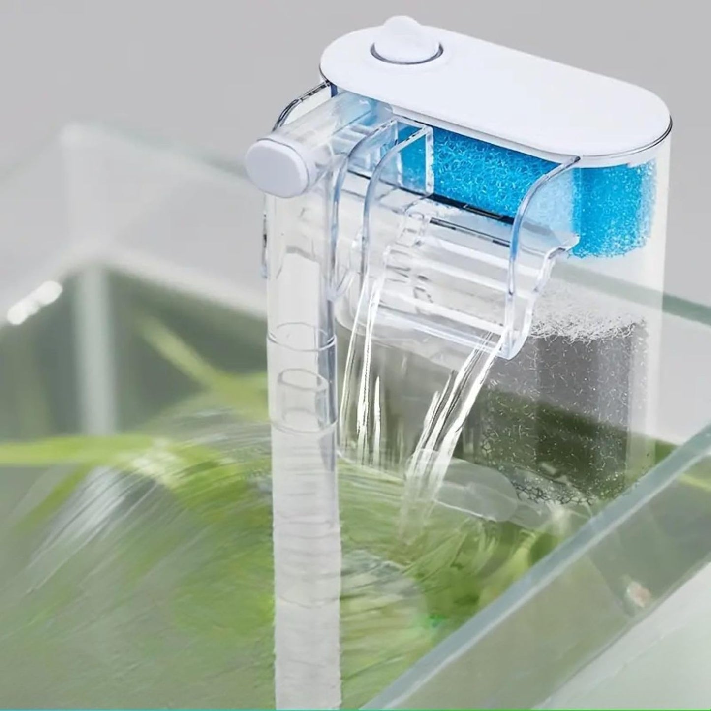 VAYINATO Nano Hang-On Back Filter for Nano Aquariums – Surface Skimmer, Multi-Layer Filtration, Flow Control – Quiet Compact Filter for Small Fish & Shrimp Tanks (Up to 40L)