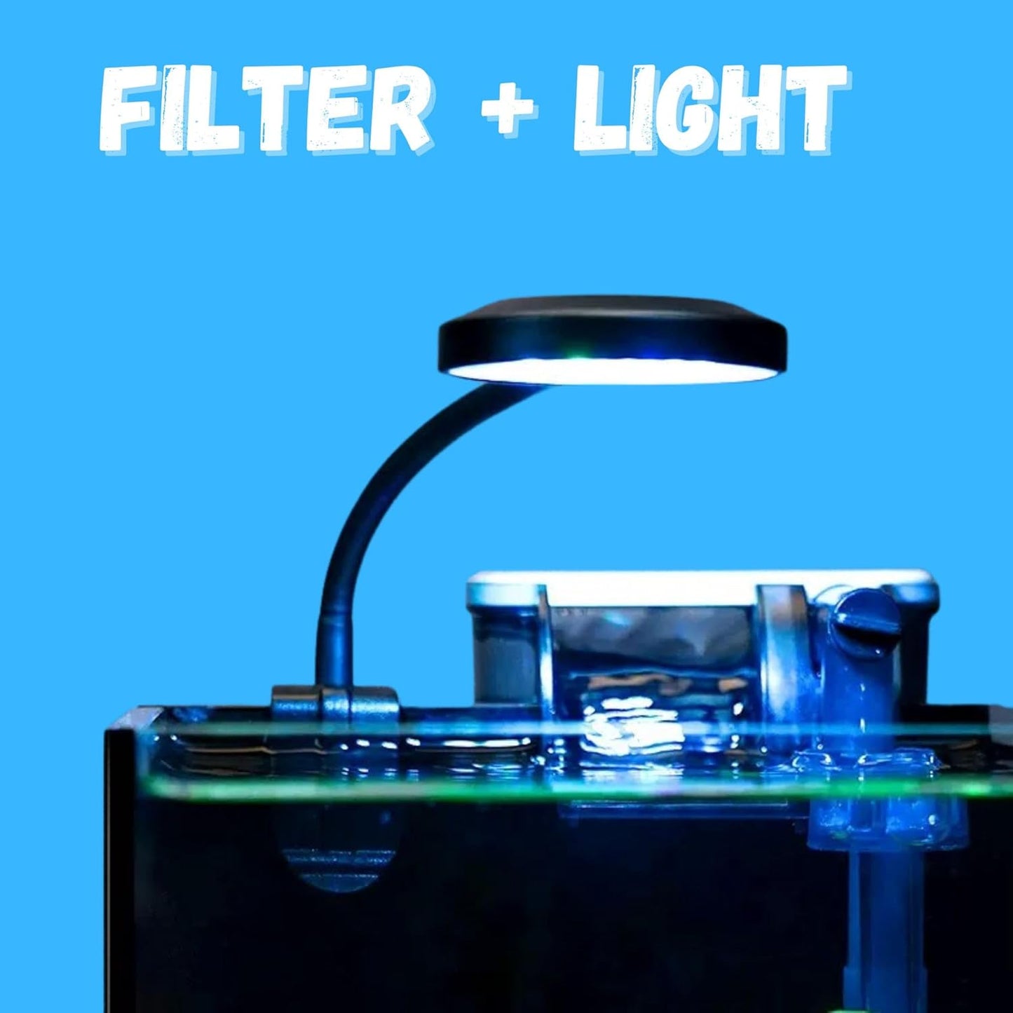 VAYINATO Nano Aquarium Combo – Clip-On LED Light & Hang-On Back Filter for Small Fish Tanks – Ideal for Betta, Shrimp & Planted Nano Aquariums and Bowl (Up to 20L)- (Tank Not Included)
