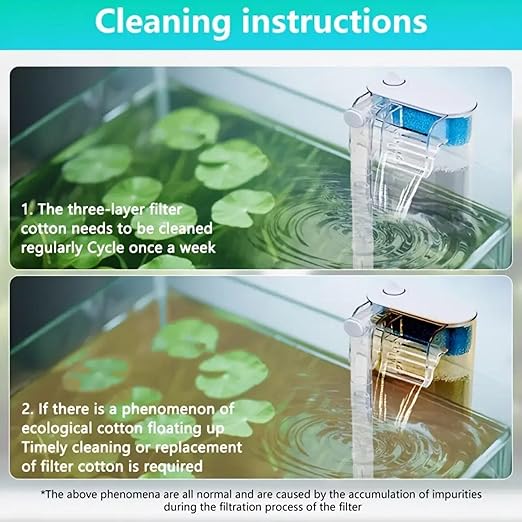 VAYINATO Nano Hang-On Back Filter for Nano Aquariums – Surface Skimmer, Multi-Layer Filtration, Flow Control – Quiet Compact Filter for Small Fish & Shrimp Tanks (Up to 40L)