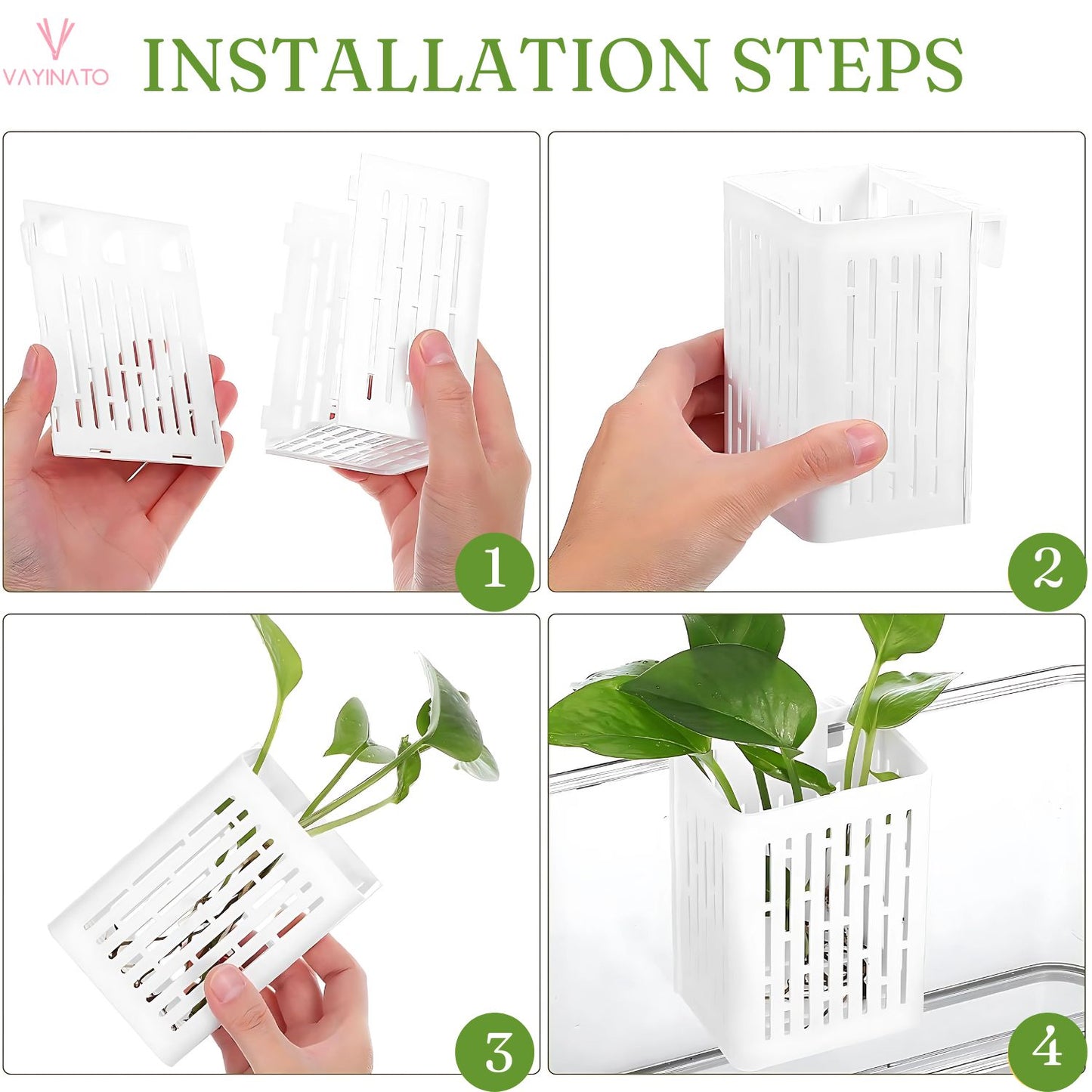 Petzlifeworld 1 Pcs White Large (Box Type) Aquarium Water Plant Holder with Hooks