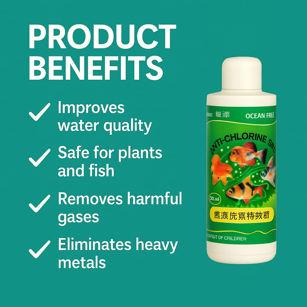 Ocean Free 240Ml Anti-Chlorine Aquarium Water Conditioner – Instantly Removes Chlorine & Chloramine | Safe for Fish, Shrimp & Plants | Freshwater & Saltwater Use