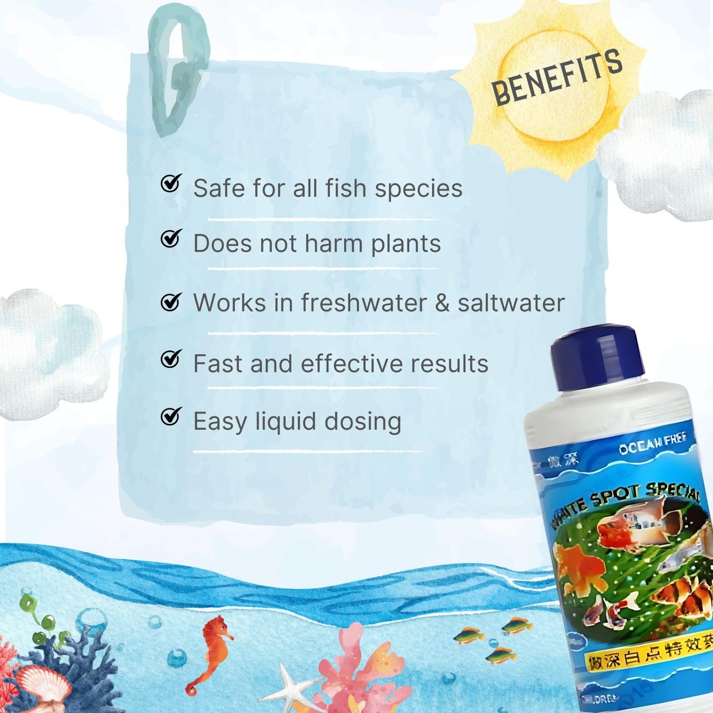 Ocean Free 240Ml White Spot Special | Fast-Acting White Spot Remover for Freshwater & Saltwater Fish | Safe for Plants & Aquatic Life