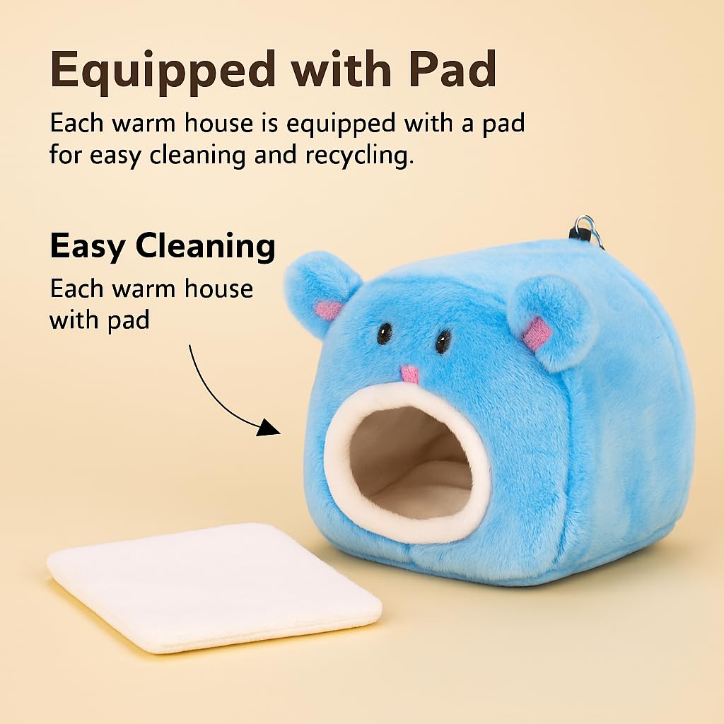 PetzLifeWorld Plush Hamster House โ Cozy Bear-Shaped Hideout with Hanging Chain, Removable Pad & Spacious Interior โ Soft, Warm Bed for Hamsters, Gerbils, Mice & Small Pets