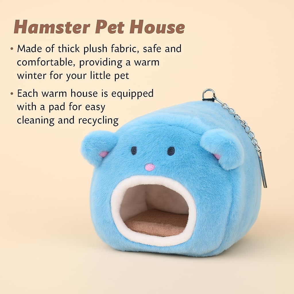 PetzLifeWorld Plush Hamster House โ Cozy Bear-Shaped Hideout with Hanging Chain, Removable Pad & Spacious Interior โ Soft, Warm Bed for Hamsters, Gerbils, Mice & Small Pets