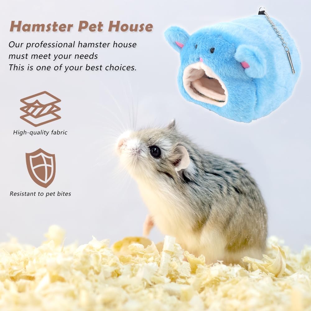 PetzLifeWorld Plush Hamster House โ Cozy Bear-Shaped Hideout with Hanging Chain, Removable Pad & Spacious Interior โ Soft, Warm Bed for Hamsters, Gerbils, Mice & Small Pets