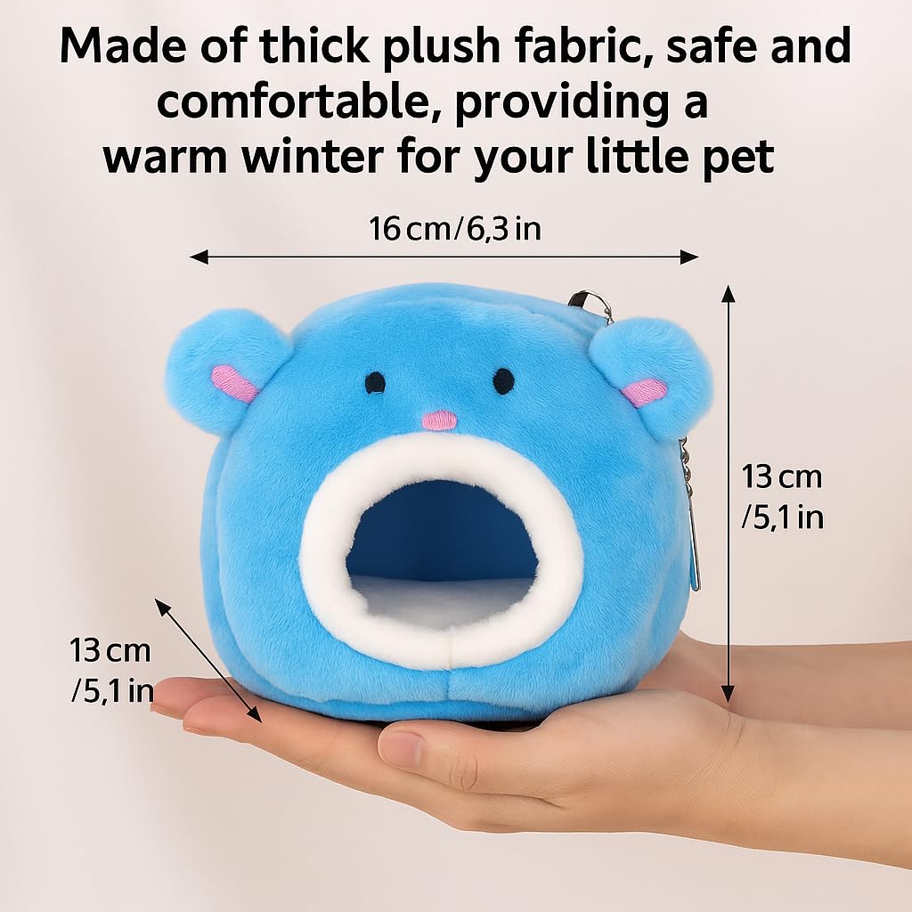 PetzLifeWorld Plush Hamster House โ Cozy Bear-Shaped Hideout with Hanging Chain, Removable Pad & Spacious Interior โ Soft, Warm Bed for Hamsters, Gerbils, Mice & Small Pets