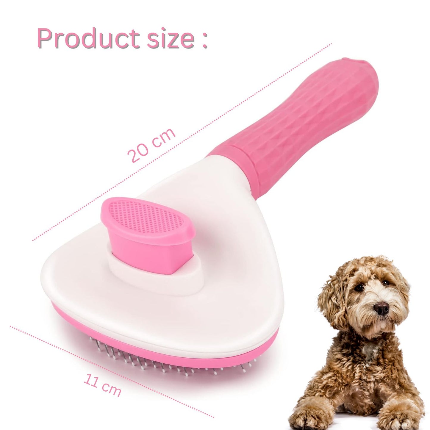 PetzLifeworld One Click Self-Cleaning Smooth Brush, Dog Cat Rabbit Pet Grooming Shedding Brush