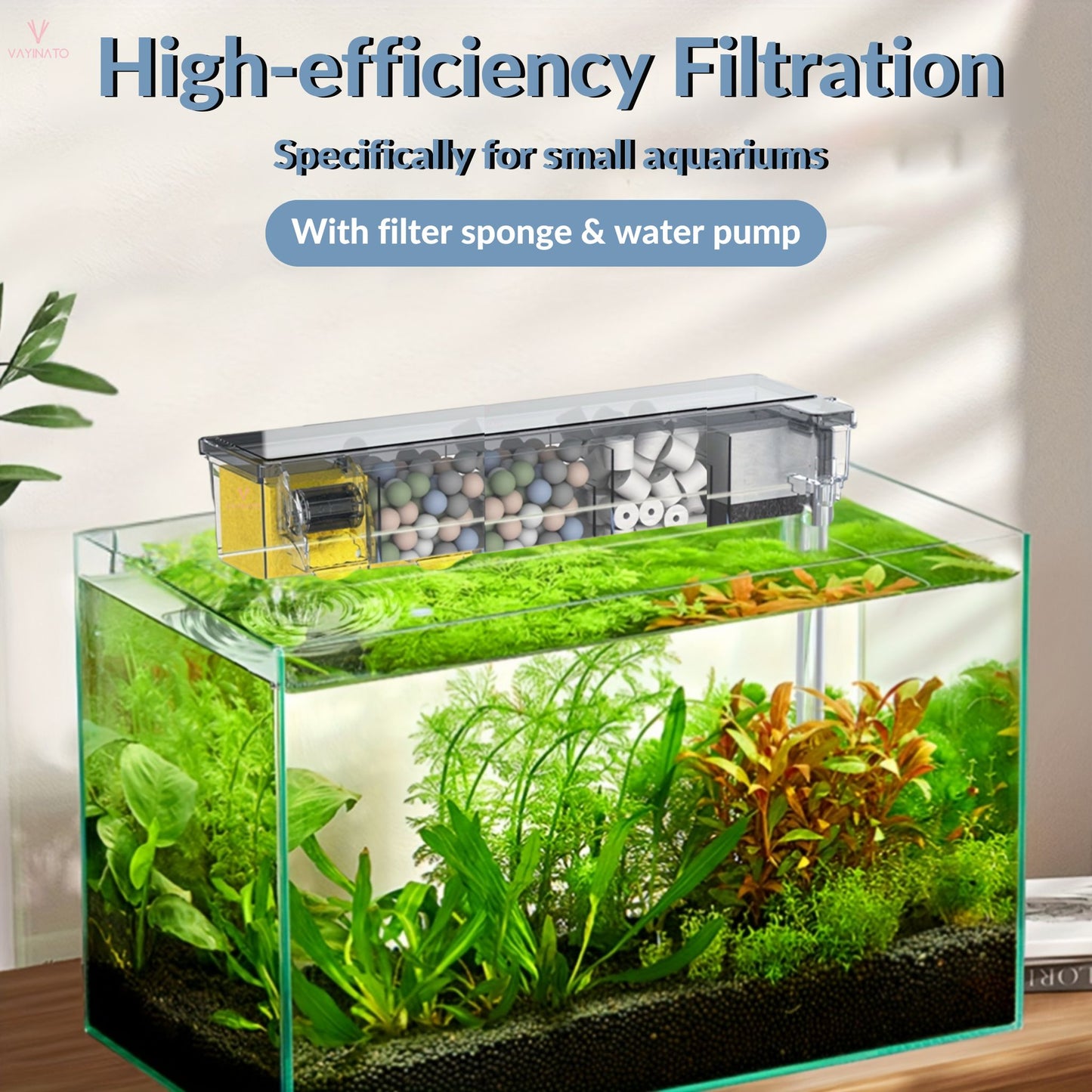 SOBO Multifunctional External Wall-Mounted Waterfall Filter with Bio Wheel | Multiple Filtration Spaces, Includes Filter Materials and Water Pump