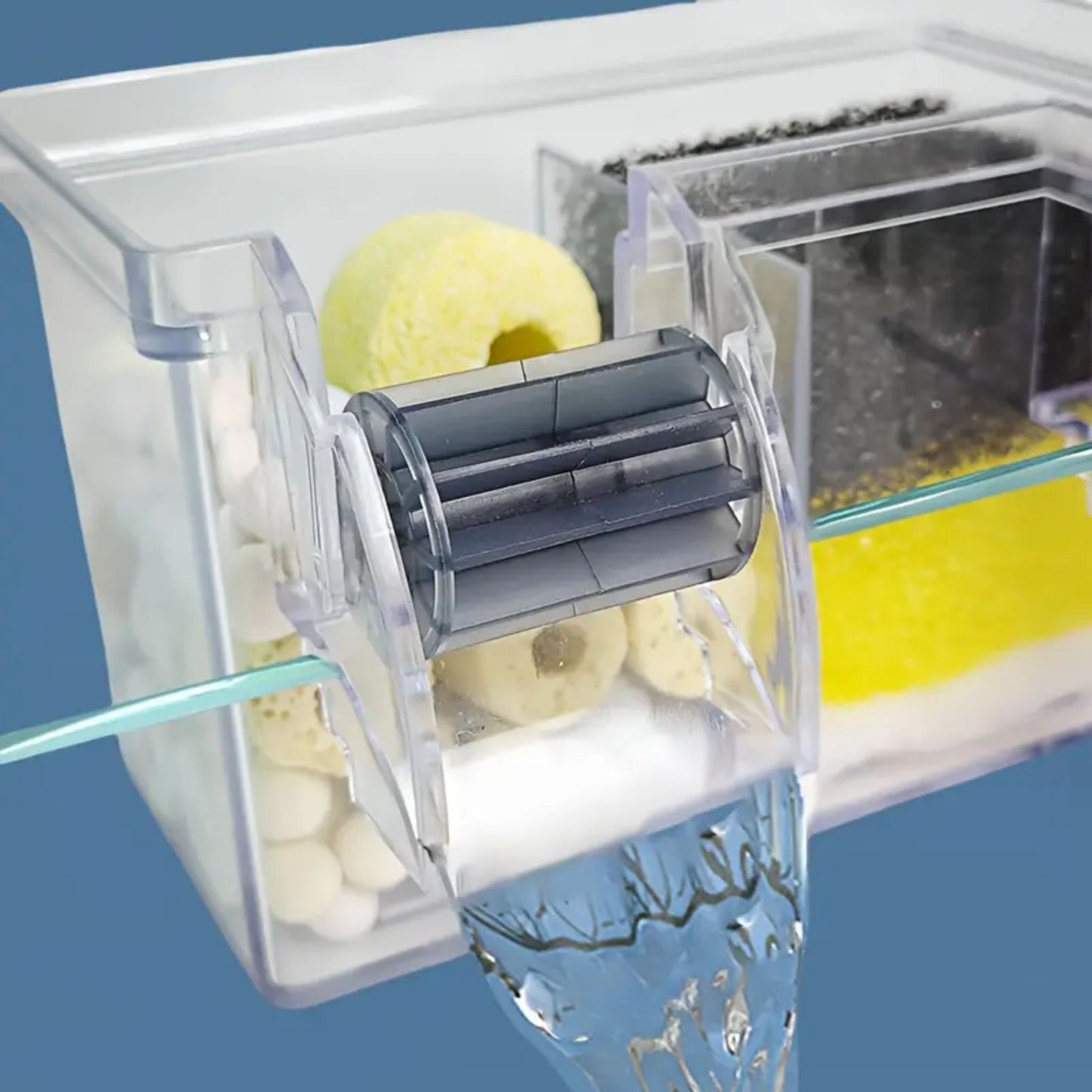SOBO Multifunctional External Wall-Mounted Waterfall Filter with Bio Wheel | Multiple Filtration Spaces, Includes Filter Materials and Water Pump