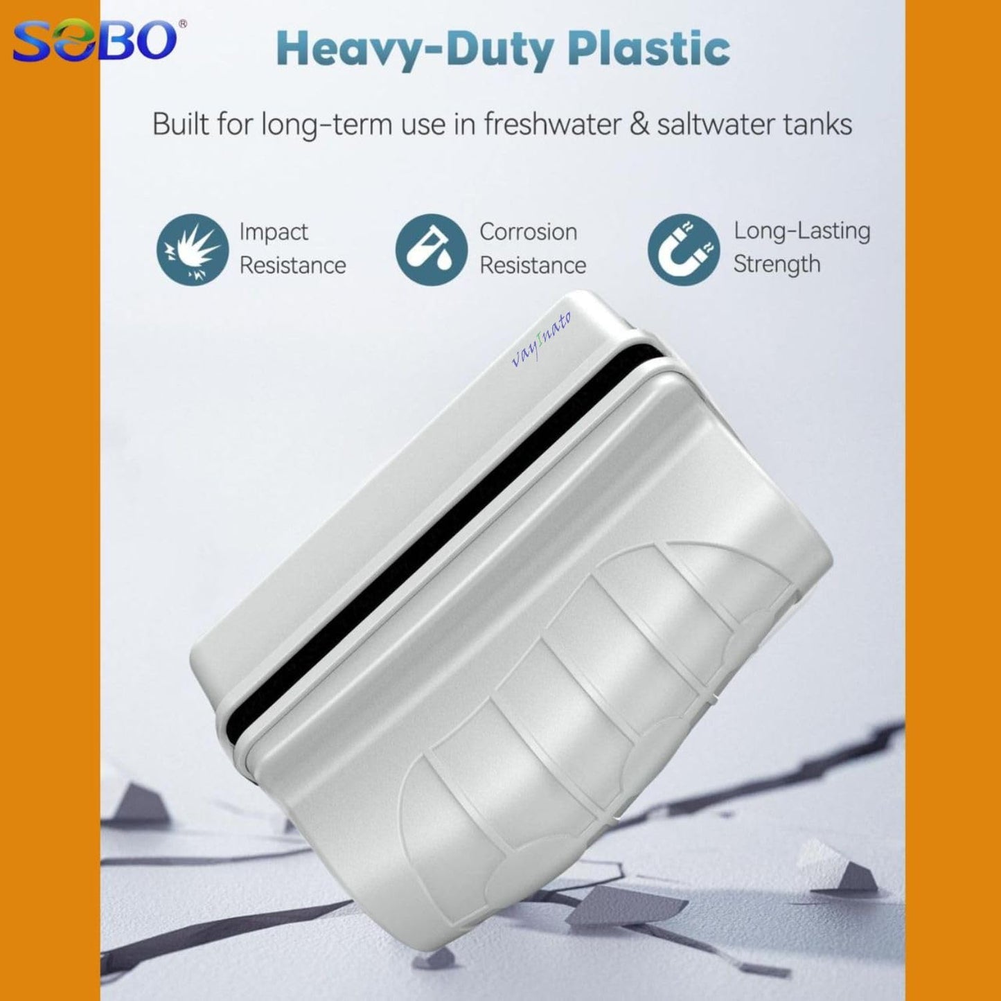 SOBO (SB-BXS) Small Fish Tank Glass Cleaner Aquarium Magnet Cleaner | Double-Sided Fish Tank Brush for Crystal Clear Viewing by Petzlifeworld