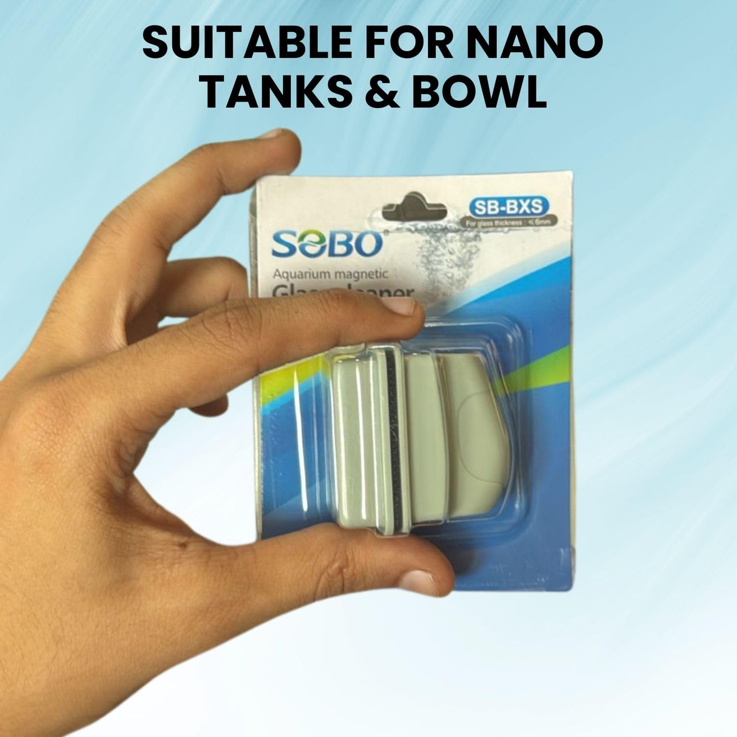 SOBO (SB-BXS) Small Fish Tank Glass Cleaner Aquarium Magnet Cleaner | Double-Sided Fish Tank Brush for Crystal Clear Viewing by Petzlifeworld