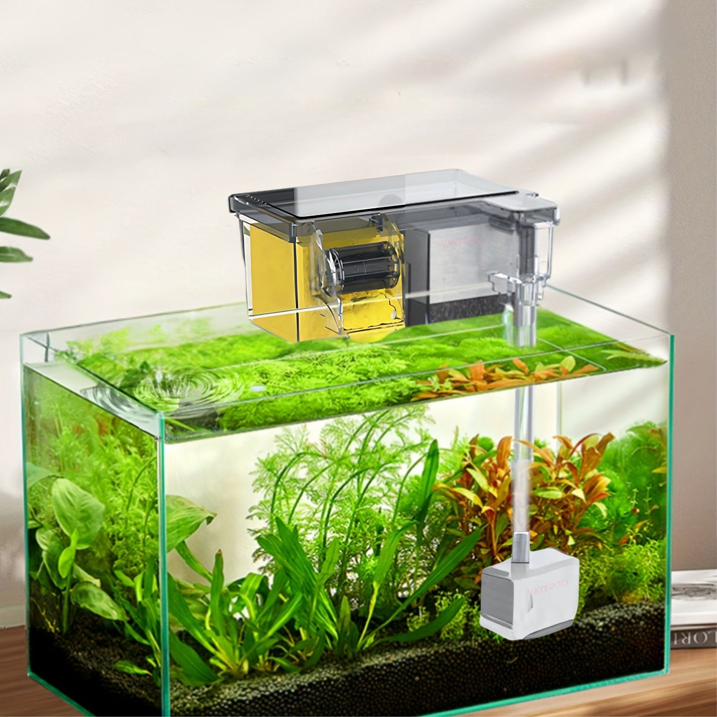 SOBO Multifunctional External Wall-Mounted Waterfall Filter with Bio Wheel | Multiple Filtration Spaces, Includes Filter Materials and Water Pump