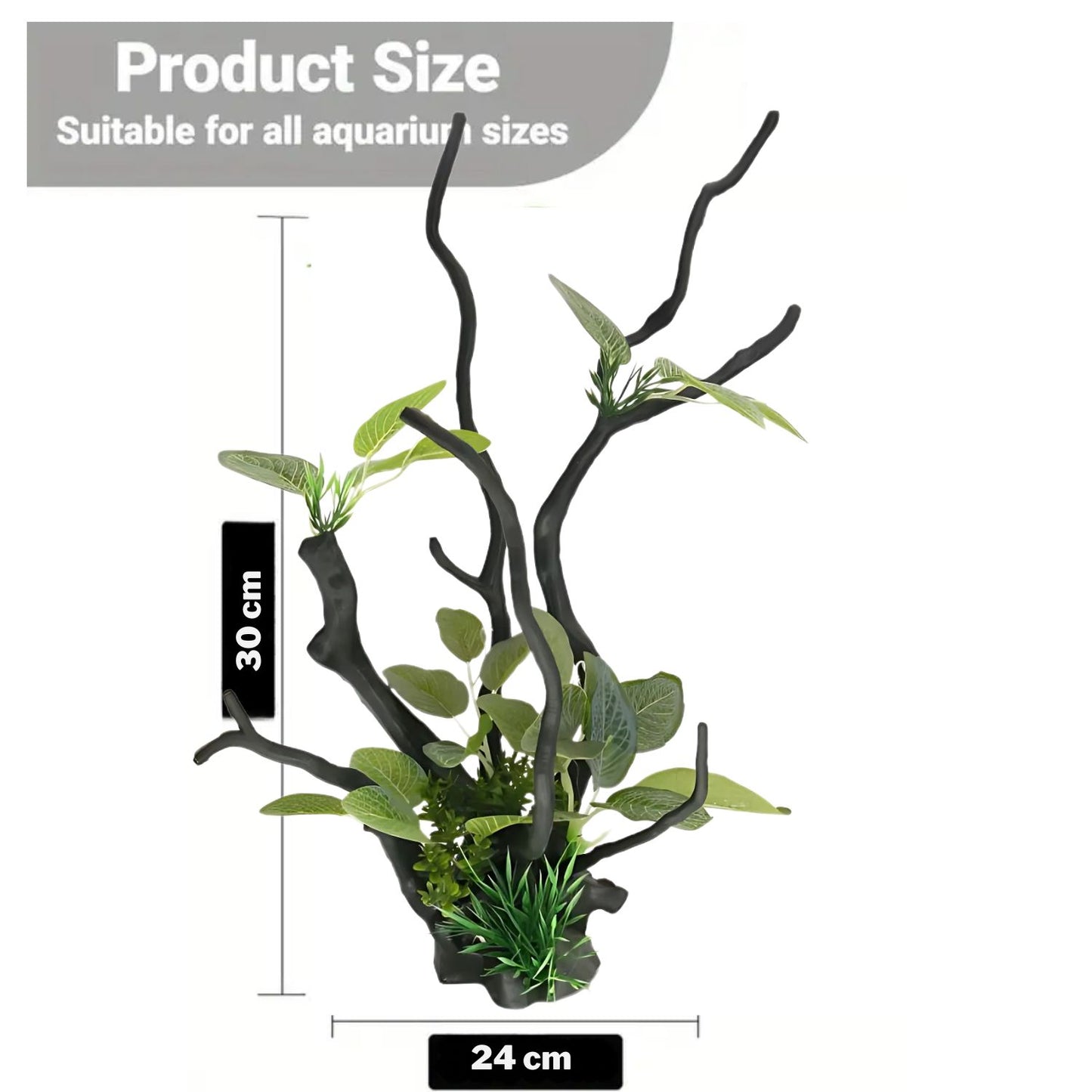 Petzlifeworld Artificial Driftwood with Leaf – Aquarium Plant Decoration for Fish Tank