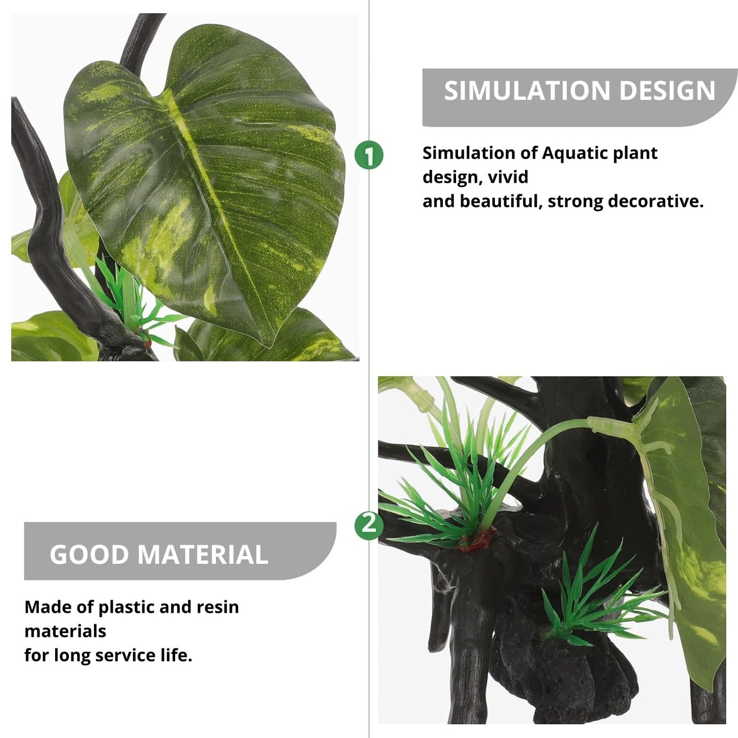 Petzlifeworld Artificial Driftwood with Leaf – Aquarium Plant Decoration for Fish Tank