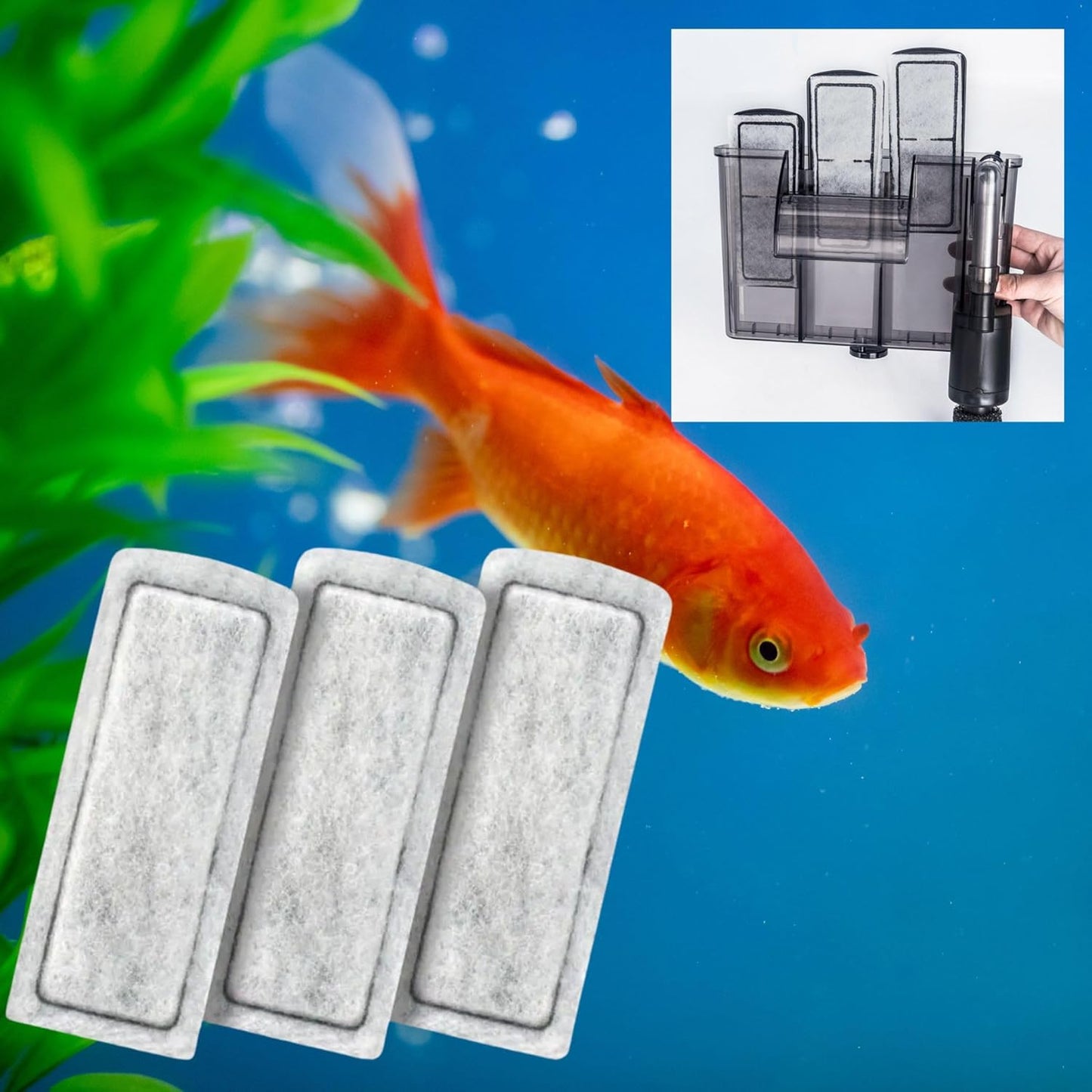 Sobo Hang On Filter Spare Filter Pad | Carbon Fiber Aquarium Filter Replacement Pad | Mechanical & Chemical Filtration for Freshwater & Saltwater Tanks (408H - 3 Pcs)
