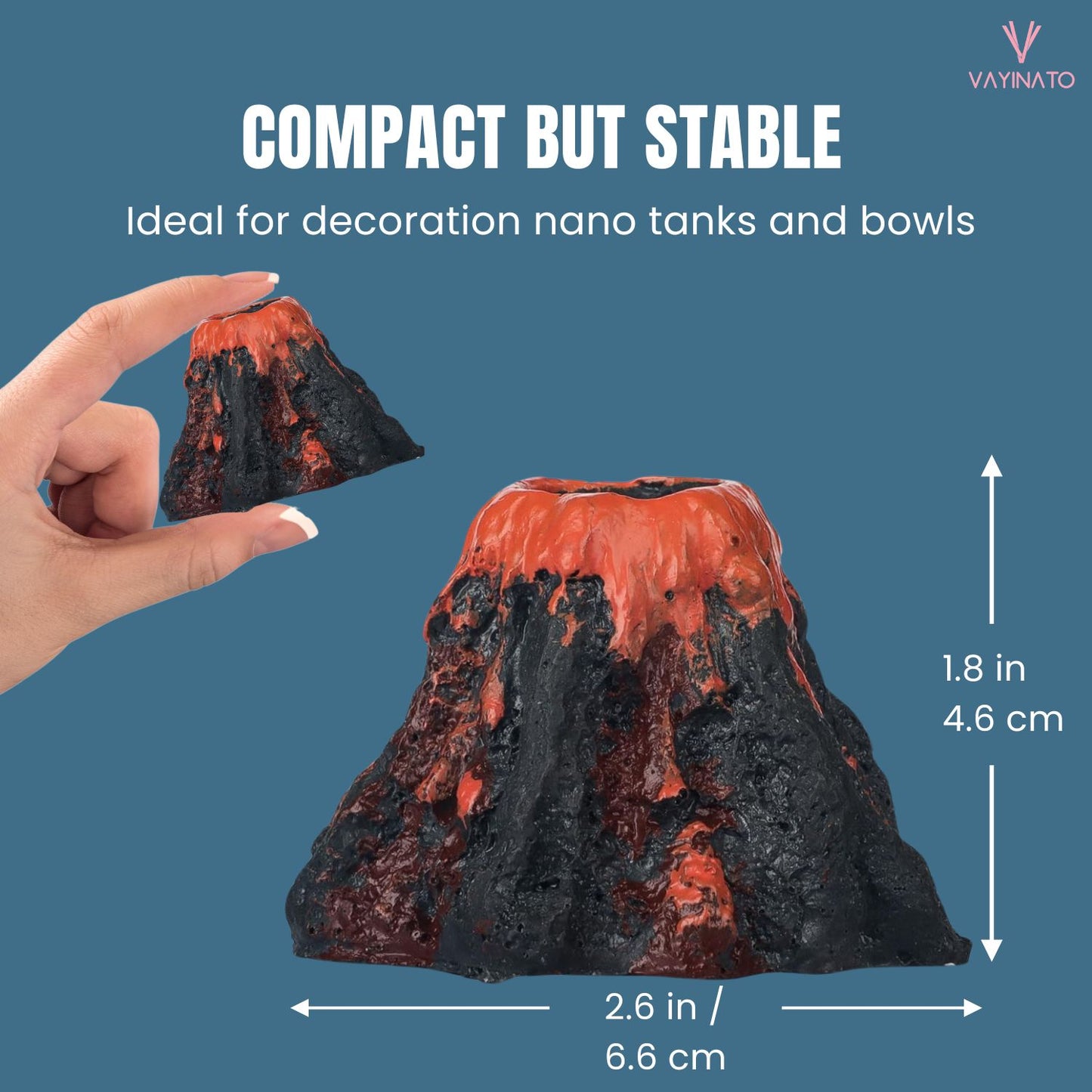 Petzlifeworld Nano Volcano Air Bubble Stone for Fish Tank Landscaping, Realistic Fish Tank Volcano Ornaments (Airpump Not Included)