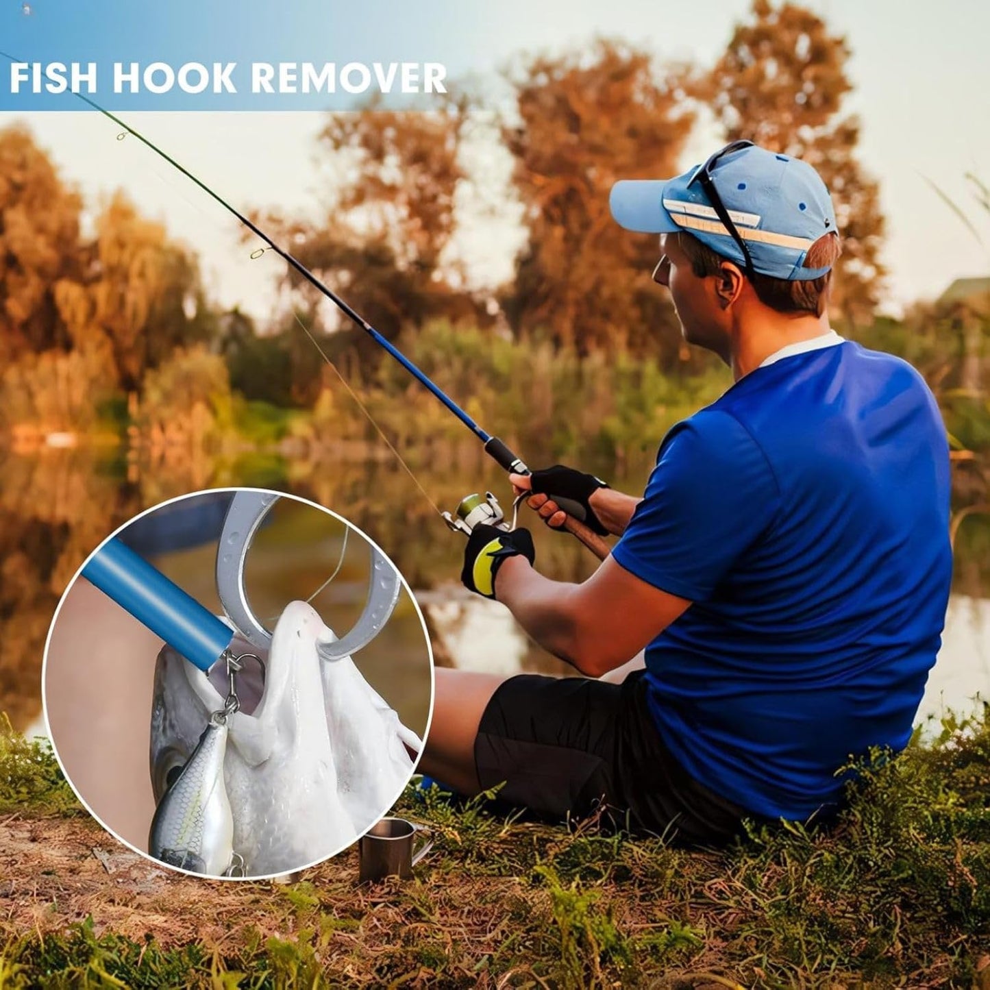 VAYINATO® T-Shaped Quick & Painless Fish Hook Remover Tool | Ergonomic Handle, Durable Plastic & Metal Construction for Safe & Efficient Hook Removal on Catch-and-Release