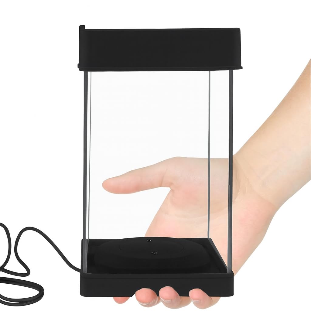 PetzLifeWorld Transparent Narrow Acyrlic Betta Fish Tank (Black,WHITE) with Multi Color Changing USB LED Light | Easy to Clean and Maintain | Mini Portable Fish Tank (1 Liter Capacity)