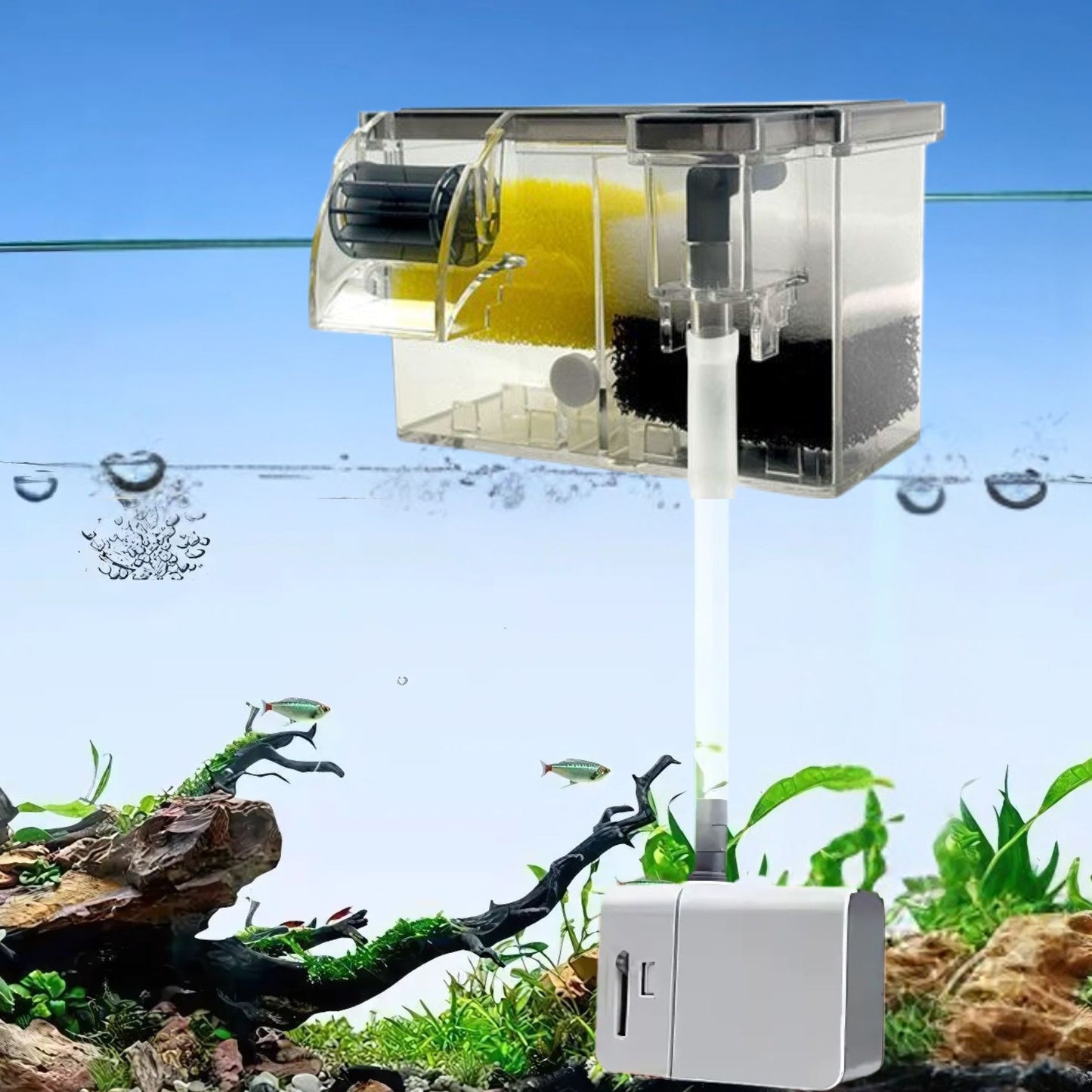 Petzlifeworld Multifunctional External Wall-Mounted Waterfall Aquarium Filter with Bio Wheel