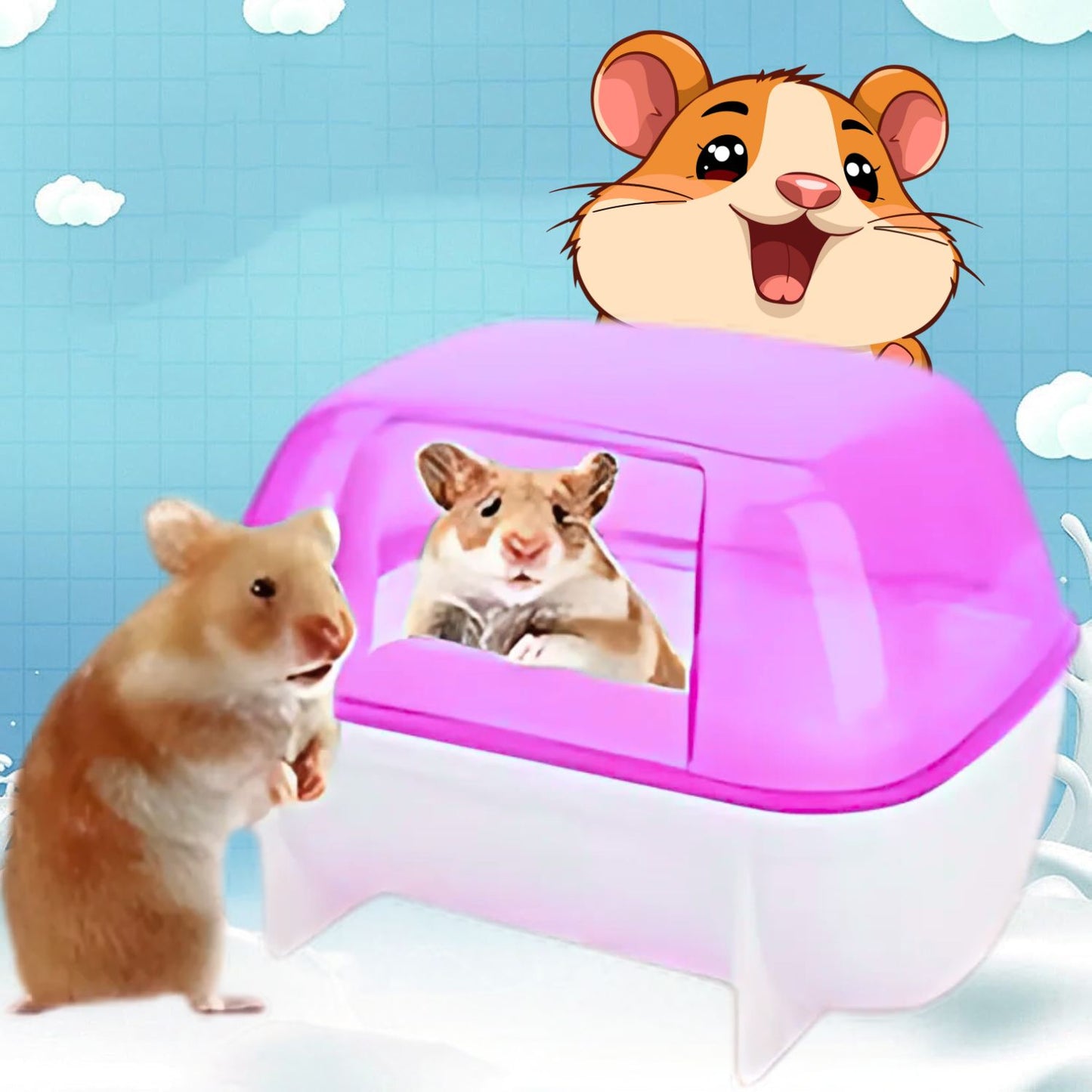 Petzlifeworld Mini Hamster Sand Bath Container (Random Color) – Transparent PC Hamster Bathtub