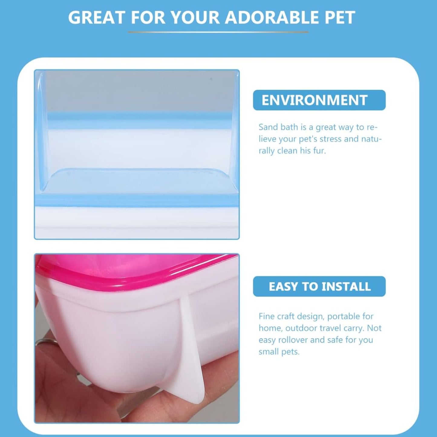 Petzlifeworld Mini Hamster Sand Bath Container (Random Color) – Transparent PC Hamster Bathtub