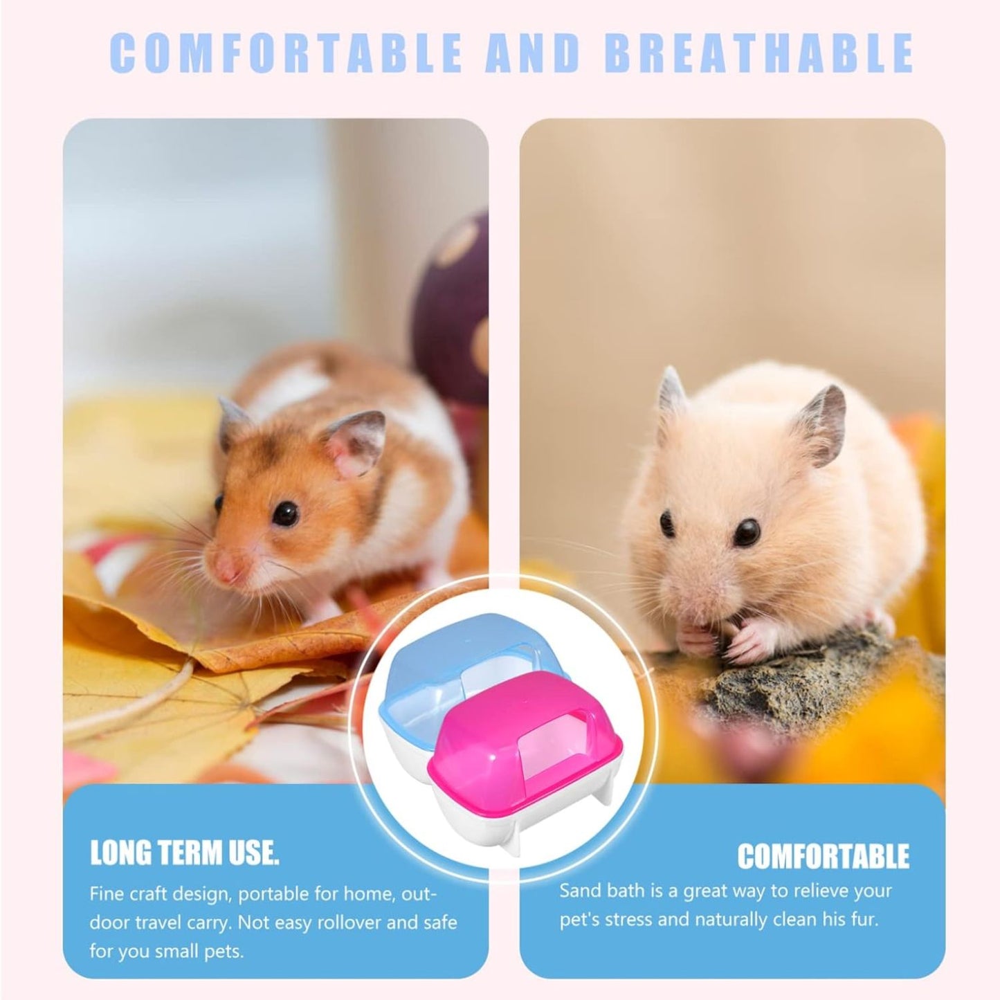 Petzlifeworld Mini Hamster Sand Bath Container (Random Color) – Transparent PC Hamster Bathtub