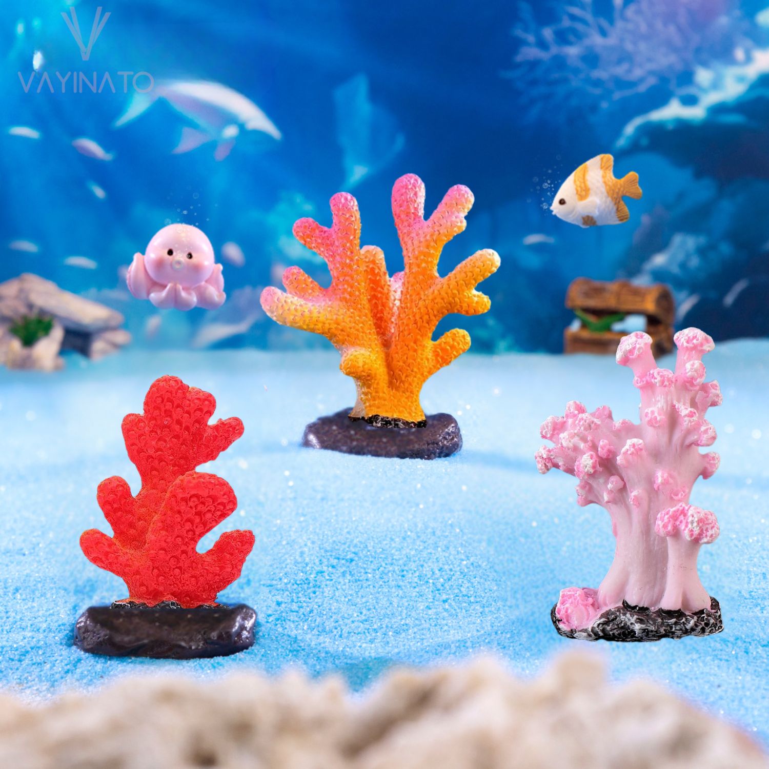 Petzlifeworld Pcs Resin Mini Koral Decor For Fish Tank, Artificial Ocean Koral Reef Ornaments