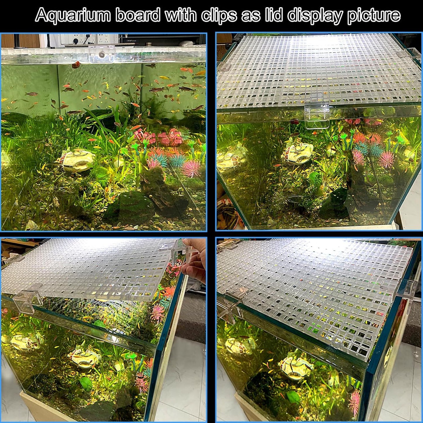 Petzlifeworld White Plastic Divider Panel Separator Grid Isolation Board and Aquarium Fish Tank Glass Clossing Top Lid Cover Support Clip Clamp