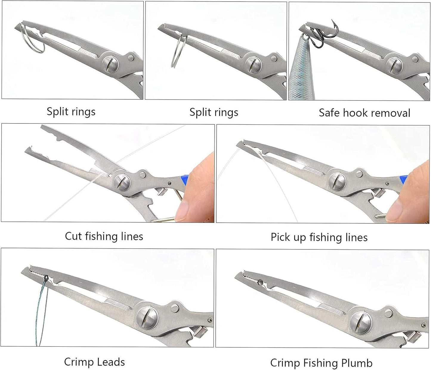 PetzLifeWorld Long Nose Fishing Pliers with Knife & Protective Cover – Rust-Resistant Multi-Tool for Hook Removal, Line Cutting, Split Ring – Stainless Steel Pliers for Saltwater/Freshwater Use