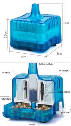 Petzlifeworld Mini Bio Sponge Filter With Filter Media and Airstone