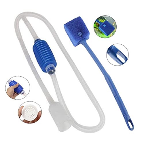 PetzLifeworld Aquarium Fish Tank Cleaning Combo Syphon + Algae Cleaning Sponge Brush + Green Fish Net 4 Inch ( 3 Piece Combo )