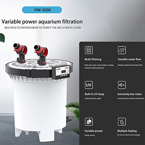 SUNSUN HW-5000 UV 9W 4-Stage External Canister Filter, 1215gph, 1 Count | Power:50W | Flow:4600L/H