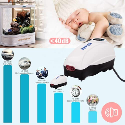 RS Electrical RS - 68 Super Silent Double Output Air Pump with Adjustable Flow Control Knob with Free 3 Meter Airtube and 2 Airstone| Power: 3W | Flow: 4L/Min
