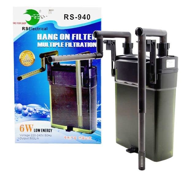 Rs Electrical Rs-940 External Hang on Back Cannister Filter Multiple Stage Filtration (Suits Upto 3Ft Tank) | Power: 6W | Flow: 500 L/Hr