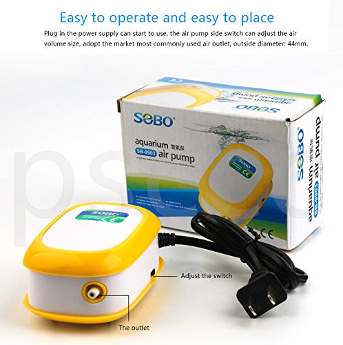 Sobo Fish Tank Mini Silent Oxygen Single Outlet Aquarium Air Pump with 2 Meter Air Tube and 1 Air Stone (SB-9903)