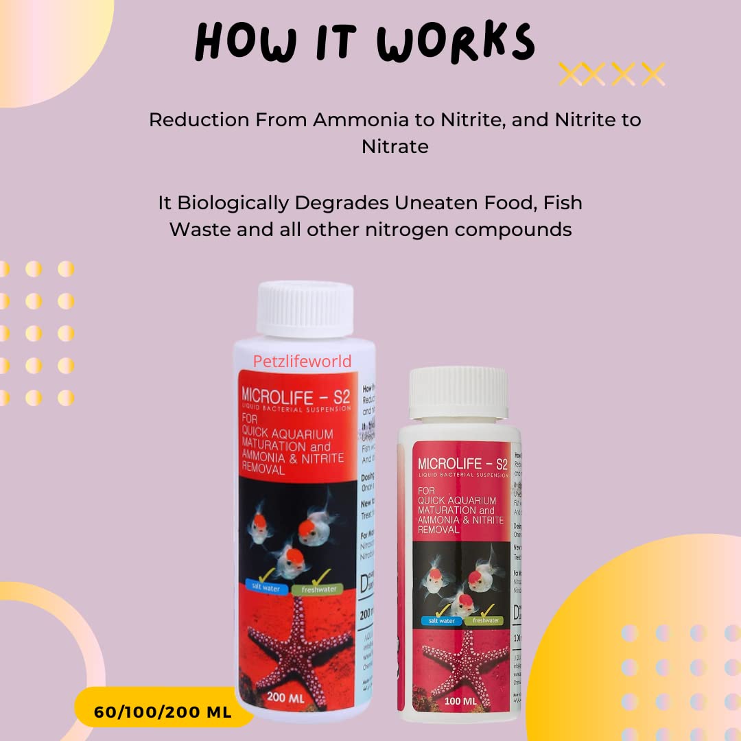 Aquatic Remedies Micro Life S2 Beneficial Bacteria Liquid Bacterial Suspension for Quick Aquarium Maturation and Ammonia and Nitrite Removal