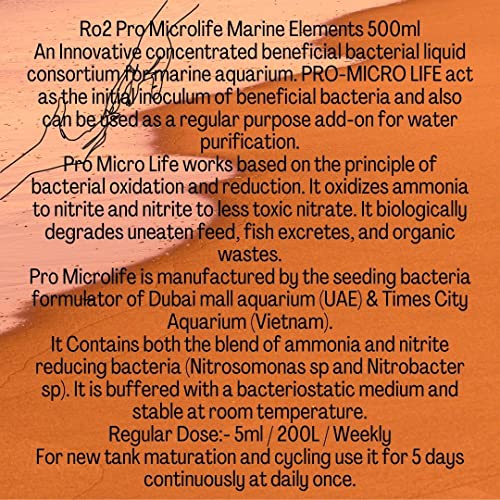 Aquatic Remedies R2O Pro MicroLife 500 ML | Beneficial Bacteria for Marine Salt Water Aquarium
