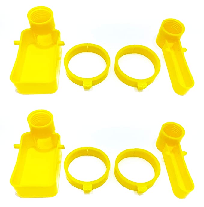 Bird Cage Feeder Drinker Cups for Any Bottle Use with Bottle Holder Rings (Yellow) - Pack of 2