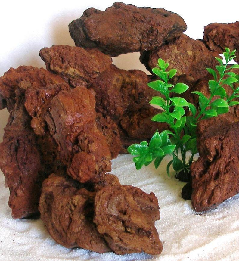 Red Lava Stone for Aquarium, Natural Volcanic Rock Landscape Decorations Fish Tank - PetzLifeWorld